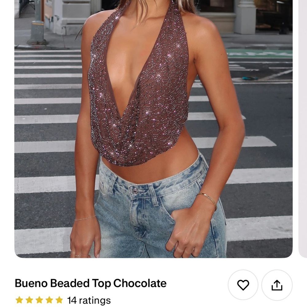 White Fox Boutique Chocolate Halter Crop Top